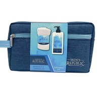 MEN'S REPUBLIC GROOMING KIT IN TOILETRY BAG 3PC BODY WASH